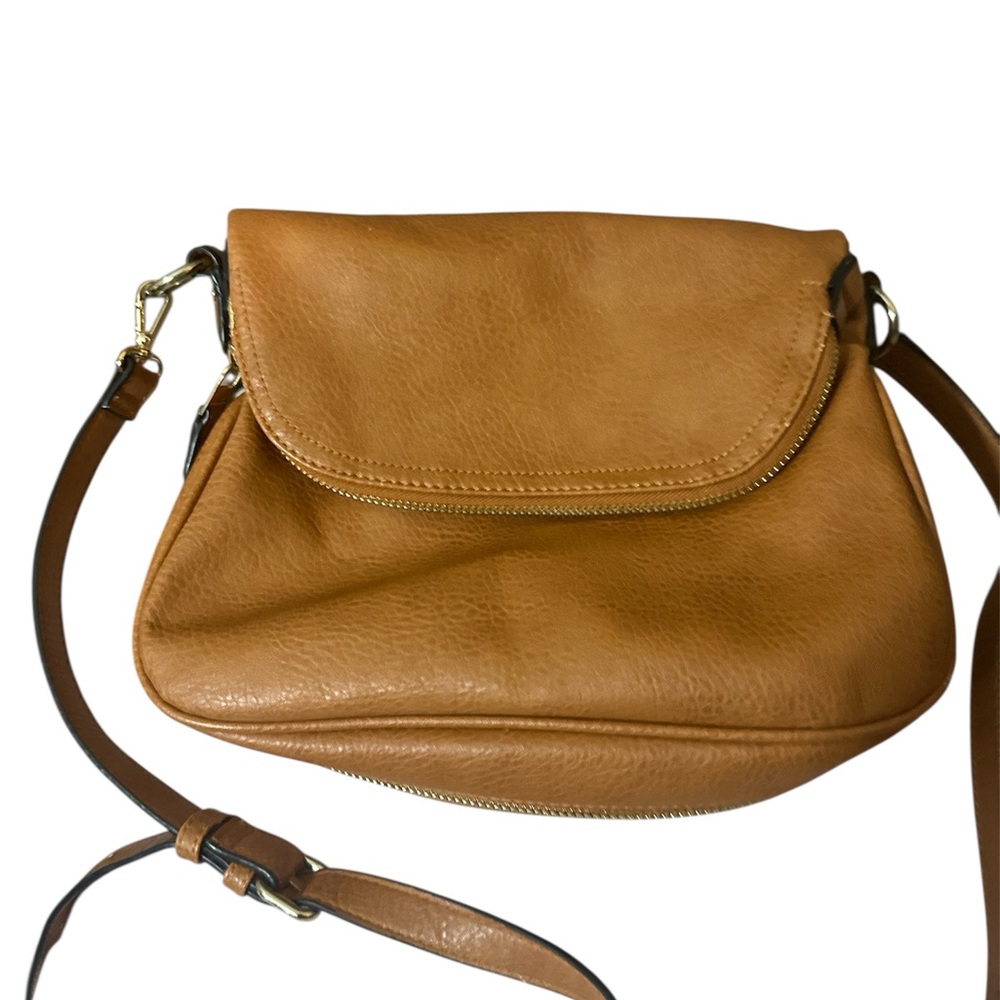 Amazon tan faux leather crossbody removable adj strap gold hardware